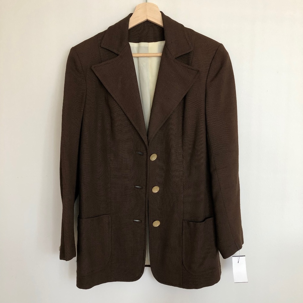 Vintage Brown Suit Jacket w Mother of Pearl Buttons XS, S